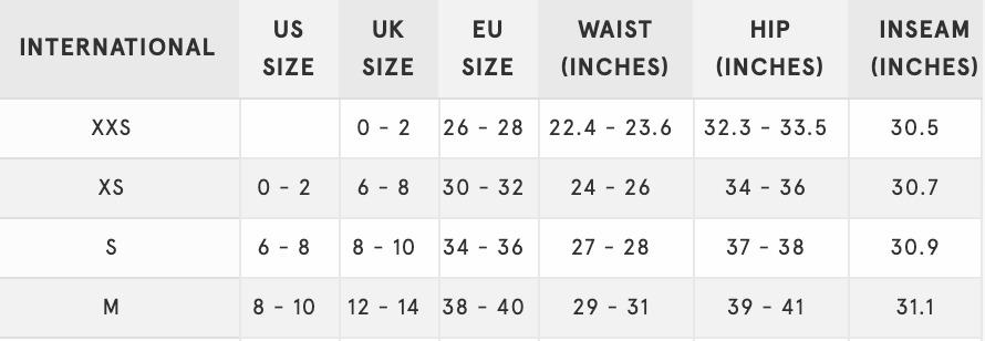 Womens adidas pants size top chart
