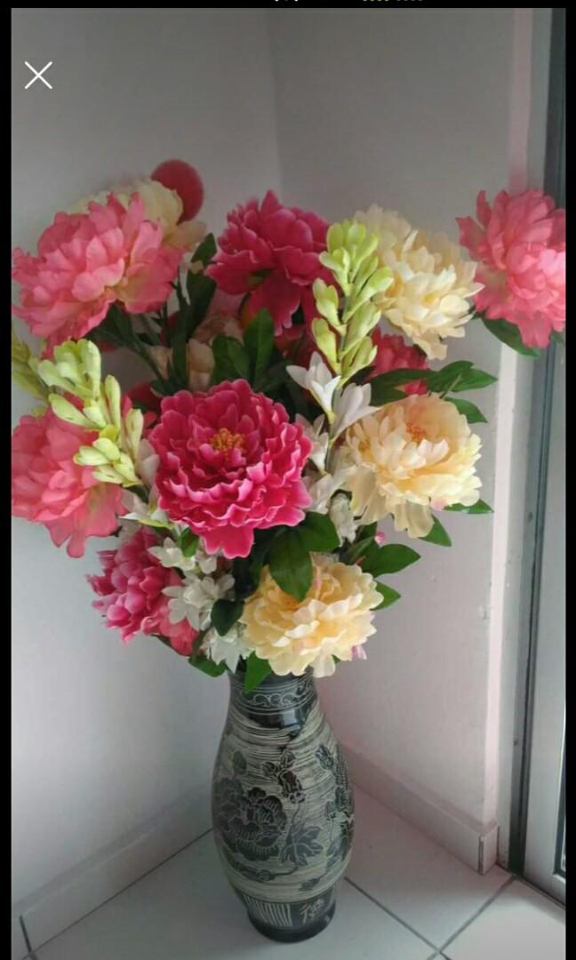 Artificial Flowers And Vase Home Furniture Home Decor On Carousell