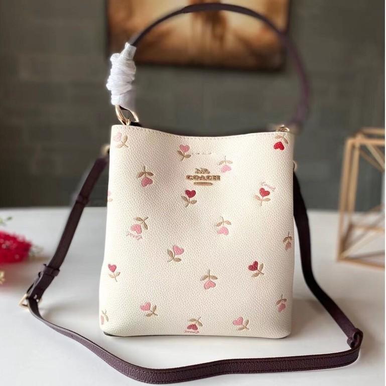 Authentic Coach Small Town Bucket Bag With Heart Floral Print Premium Outlet Quality Women S Fashion Bags Wallets On Carousell
