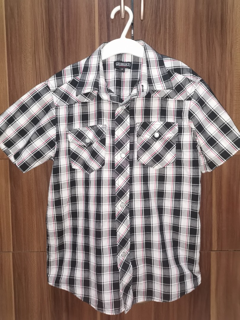 Black and white checkered polo for boys