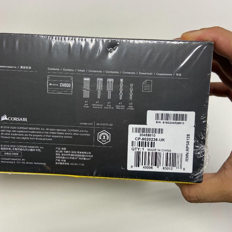Brand New Corsair Cv650 650w 80 Bronze Non Modular Power Supply Psu Electronics Computer Parts Accessories On Carousell