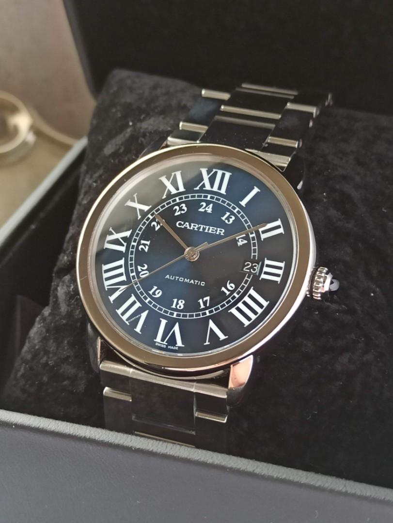 Cartier ronde solo blue dial deals