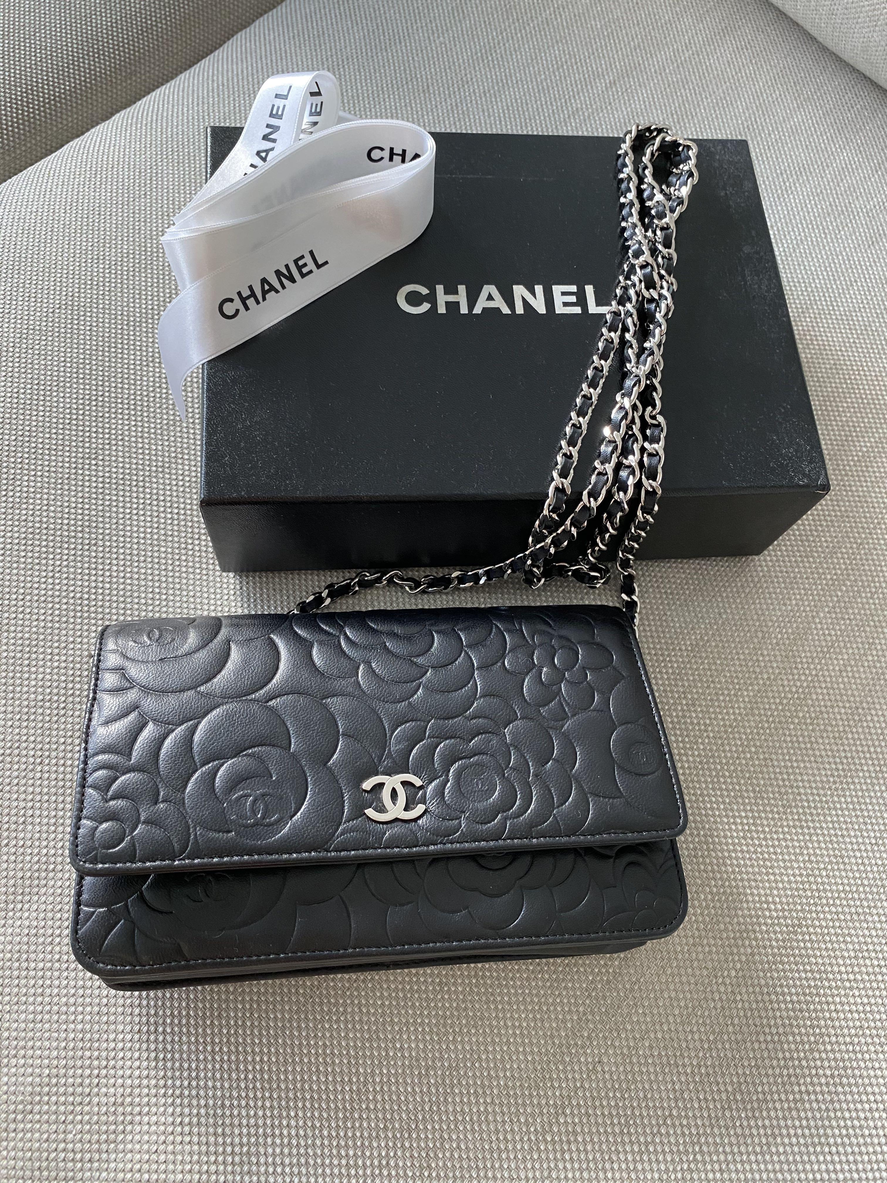 chanel camellia wallet on chain