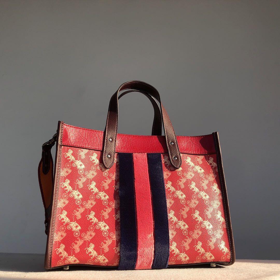 Field tote with horse and carriage print best sale and varsity stripe