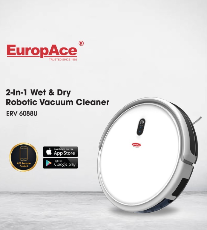 EuropAce ERV 6088U 2 in 1 Wet & Dry Robot Vacuum Cleaner, TV & Home