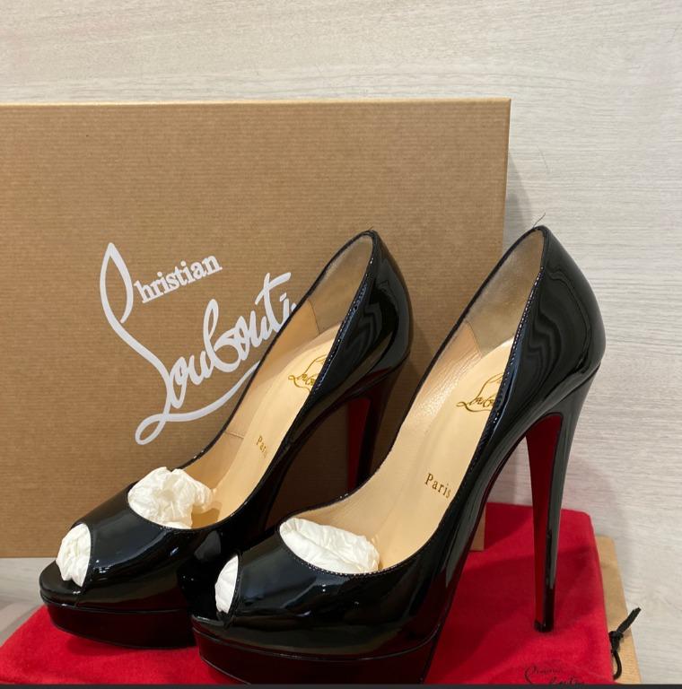 Good Deal Authentic Christian Louboutin Black Lady Peep 150 Patent Calf Shoe Size 38.5 Selling At SGD 600.00 Original Price SGD 1320.00 Luxury Sneakers Footwear on Carousell