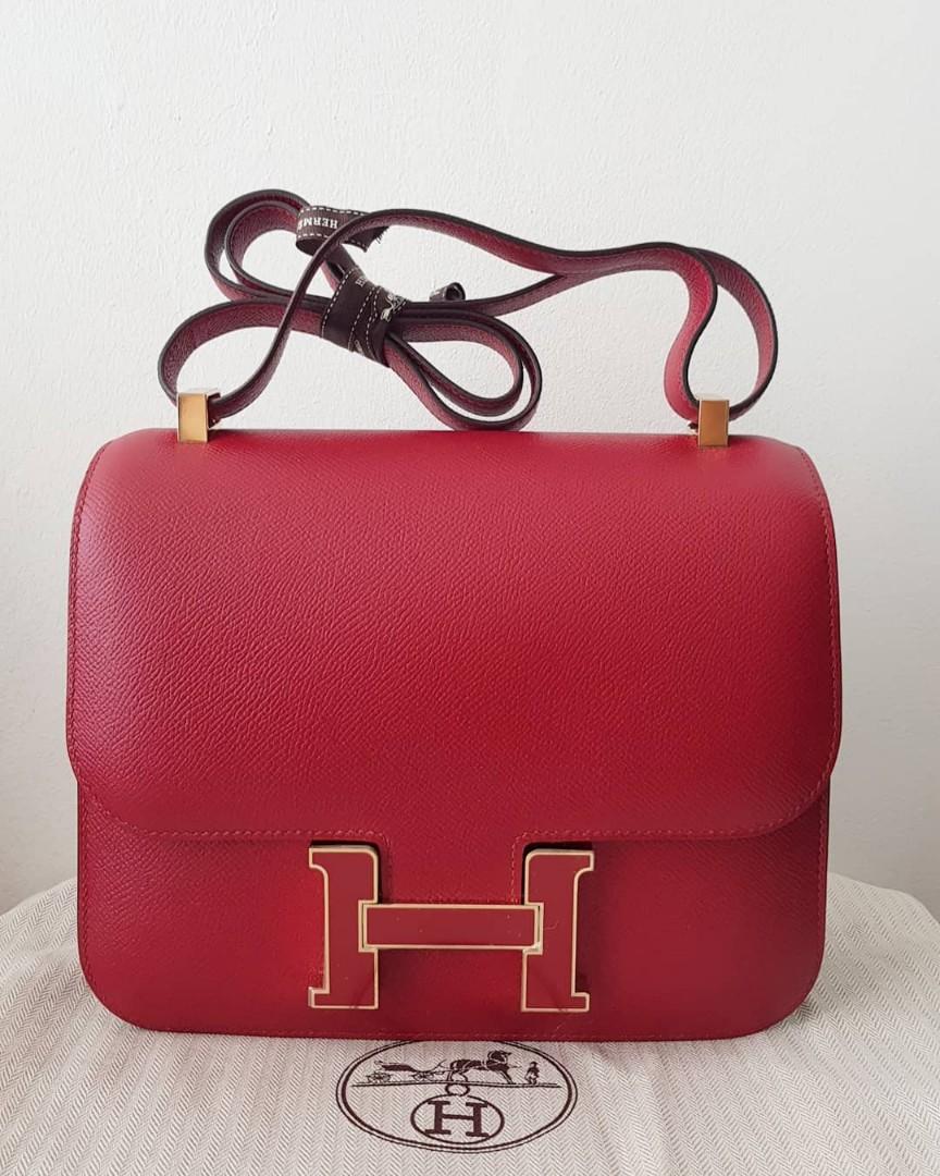 Hermes Mini Constance Bag Rouge Grenade Epsom Leather
