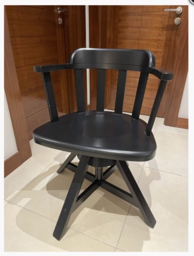 Feodor Ikea solid wood black arm chair, Furniture & Home Living