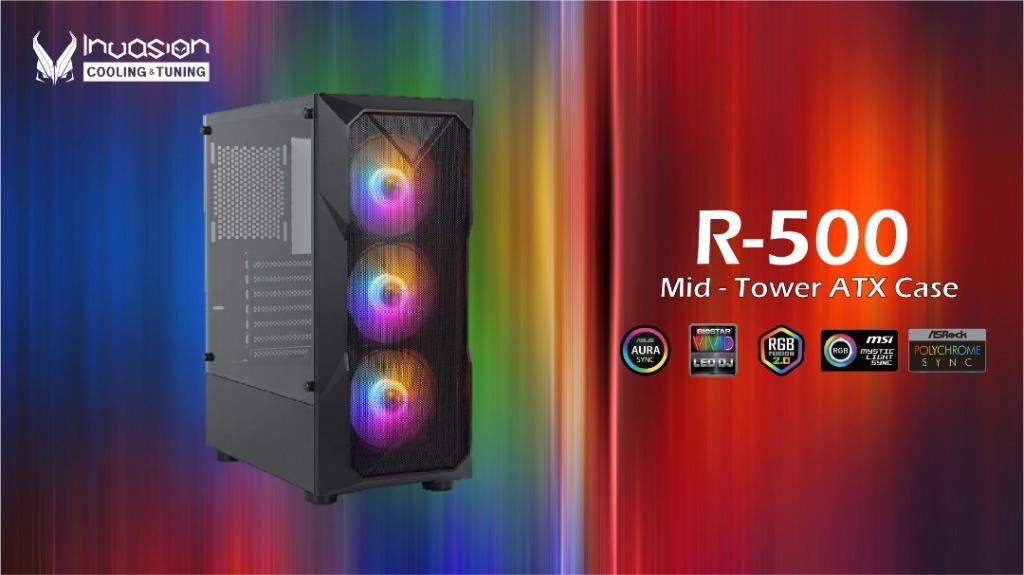 Invasion R 500 Mid Tower Atx Gaming Casing Black Free 4 Aurora Rgb Fan Electronics Computer Parts Accessories On Carousell