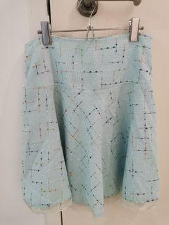 Iora sky blue skirt with lace trimmings & embroidery