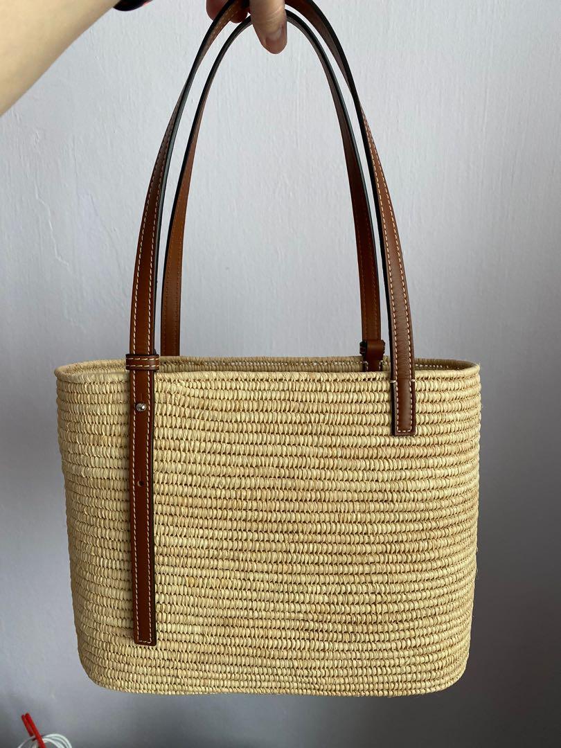 Loewe Square Basket Bag in Raffia & Calfskin, Women's Fashion, Bags ...