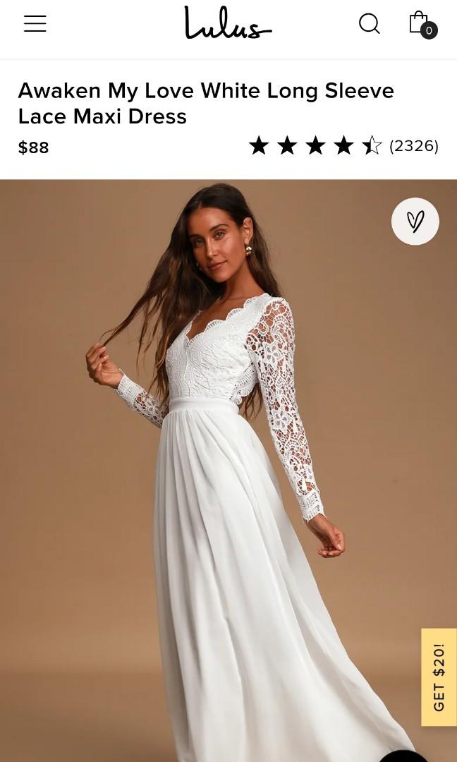 Lulus Awaken My Love White Long Sleeve Lace Maxi Dress in S suitable for pws or rom Women s Fashion Tops Sleeveless on Carousell