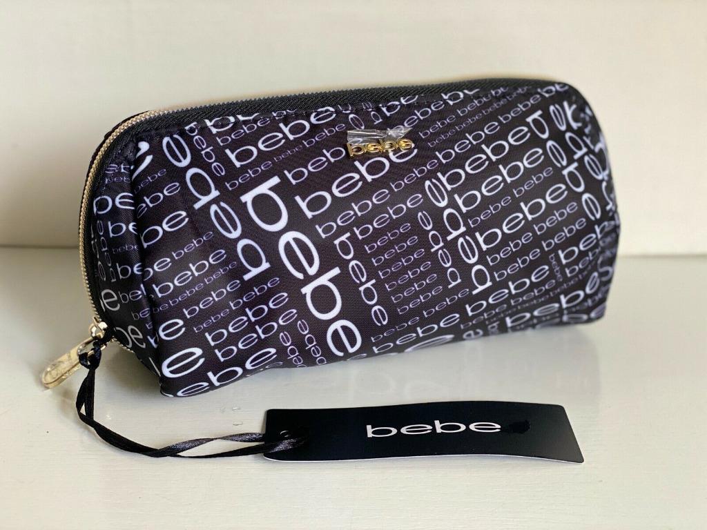 New Bebe Black Signature Logo Dome Travel Makeup Pouch Organizer Pencil Case Women S Fashion Bags Wallets Clutches On Carousell