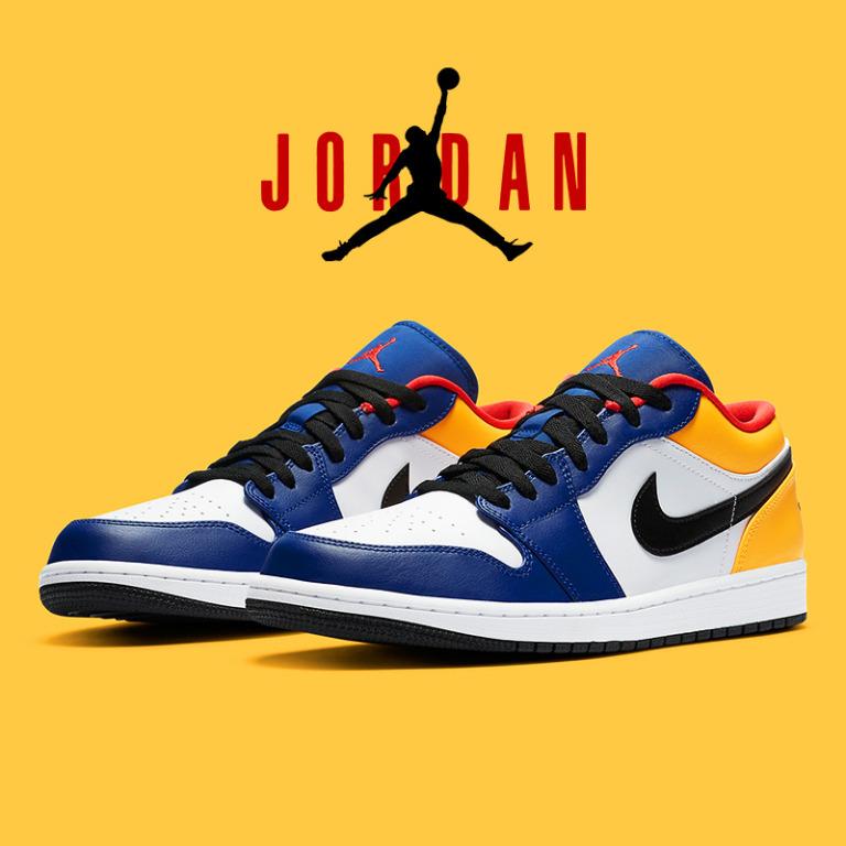 Nike Air Jordan 1 Low Royal Blue Yellow Original Nike Biru Kuning Fesyen Pria Sepatu Sneakers Di Carousell