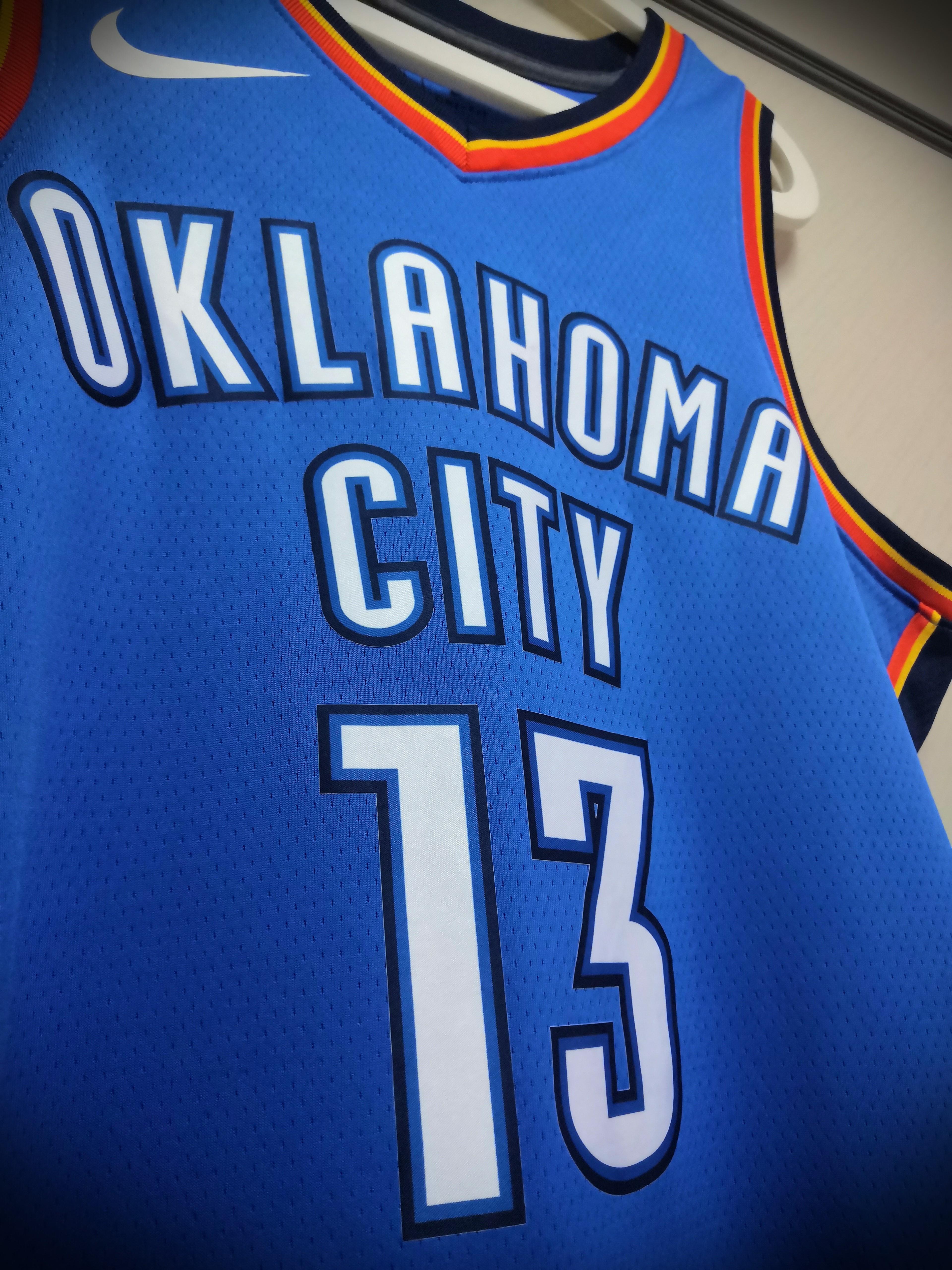 Nike NBA Basketball Jersey SW Fan Edition Oklahoma City Thunder Paul George No. 13 Blue (No. 3/Men's/Fans Edition) 864497-409 US M