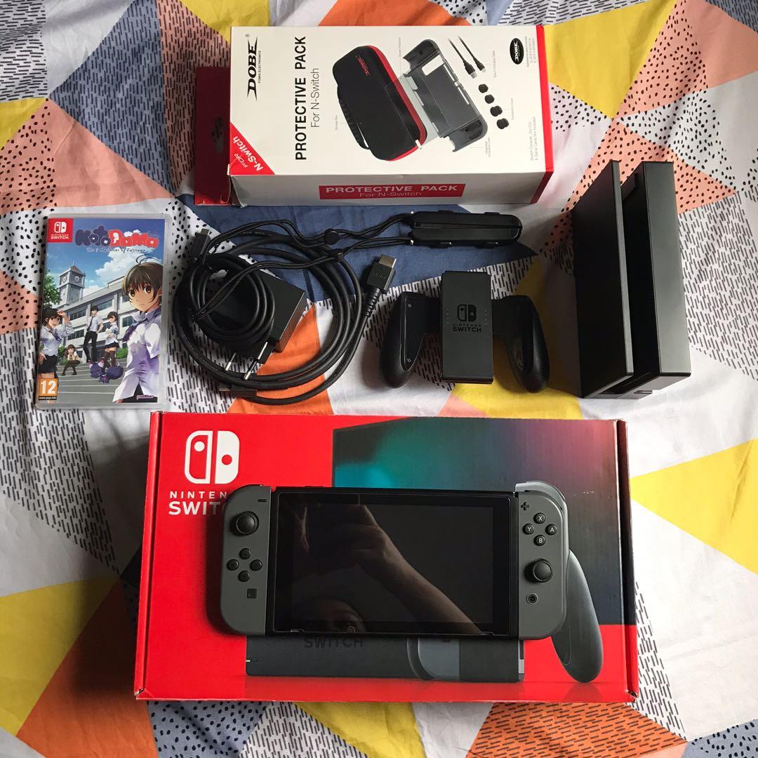 Nintendo Switch V2 Grey Complete Set Video Gaming Video Game Consoles Nintendo On Carousell