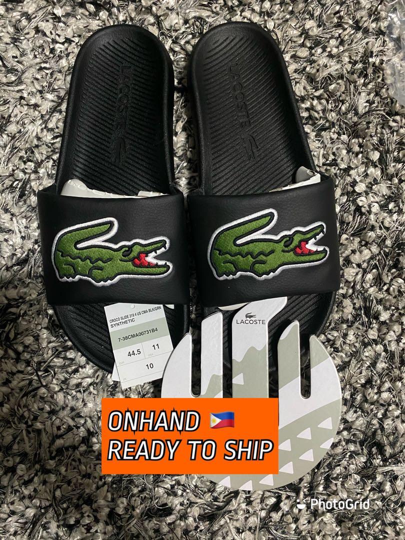 lacoste slides black