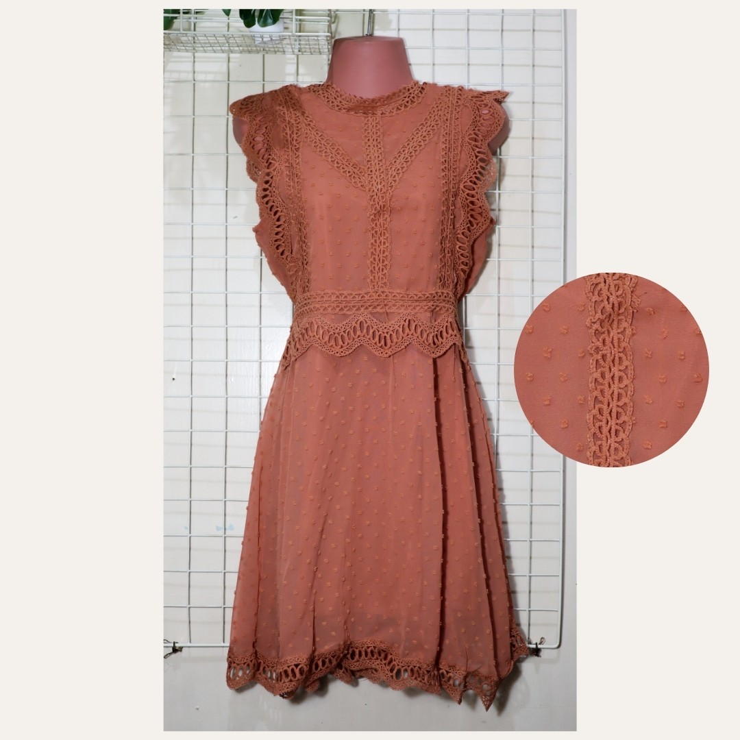 rust lace dress