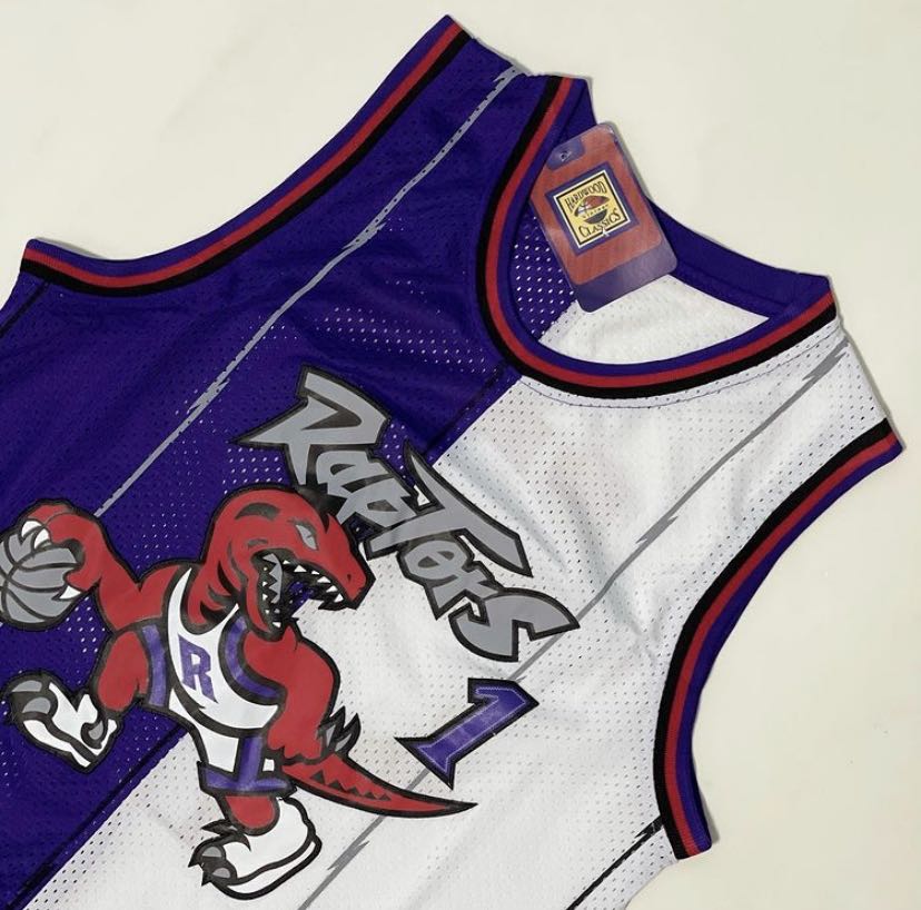 Split Edition Mitchell Ness Raptors 1 Tracy McGrady Purple