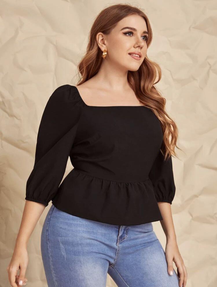 square neck peplum blouse