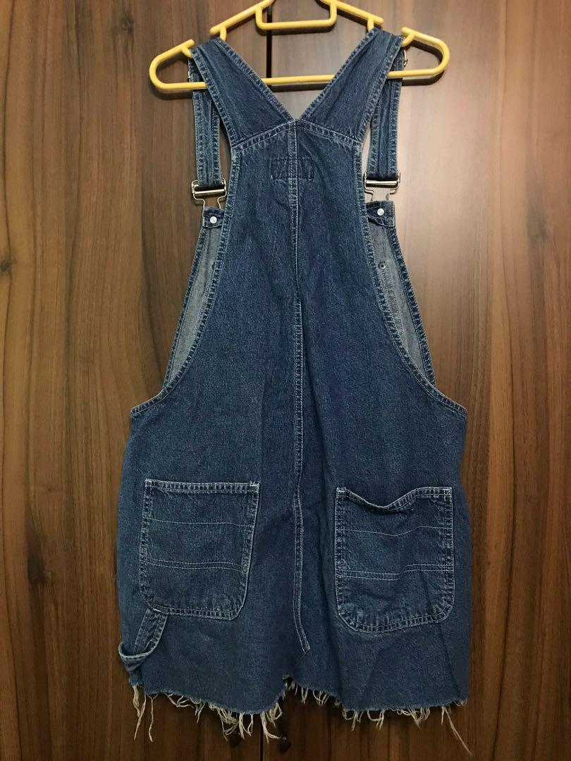 Denim overall skirt vintage top