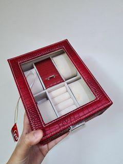 Watch & Ring/Accessories Display Box Red Leather Organizer Jewelry Box