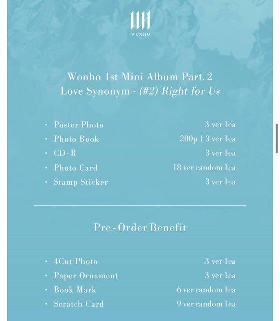 WONHO love synonym 2, Hobbies & Toys, Memorabilia & Collectibles, K