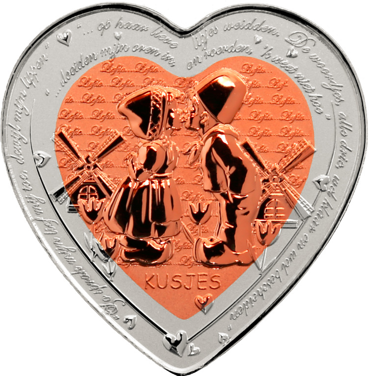 2020 Niue Celebrating Love - Kiss 1 Dollar Heart-shaped Bimetal