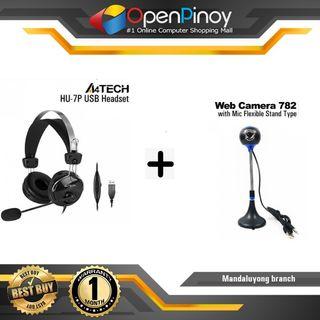 A4tech HU-7P USB Stereo Headset with Web Camera 782 with mic flexible stand type