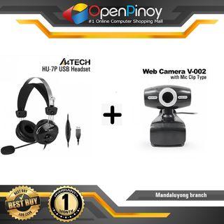 A4tech HU-7P USB Stereo Headset with Web Camera V-002 HD 720p with mic Clip type