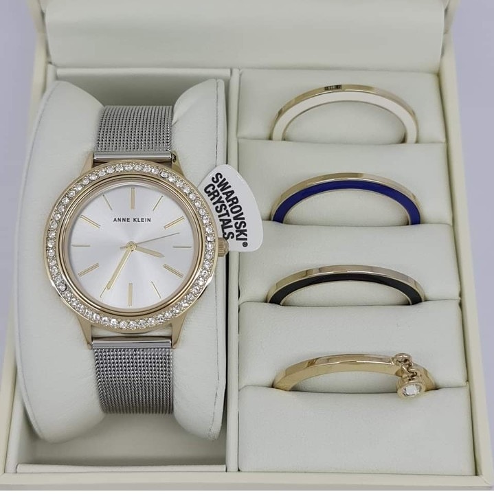 Anne klein swarovski deals crystal accented watch