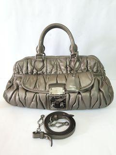 AUTH. MIUMIU METALLIC LEATHER BAG