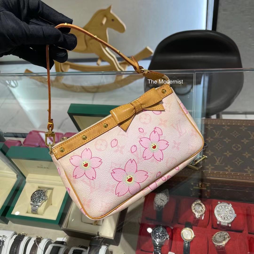 LOUIS VUITTON x TAKASHI MURAKAMI CHERRY BLOSSOM MONOGRAM CANVAS POCHETTE  MINI SHOULDER BAG, Luxury, Bags & Wallets on Carousell