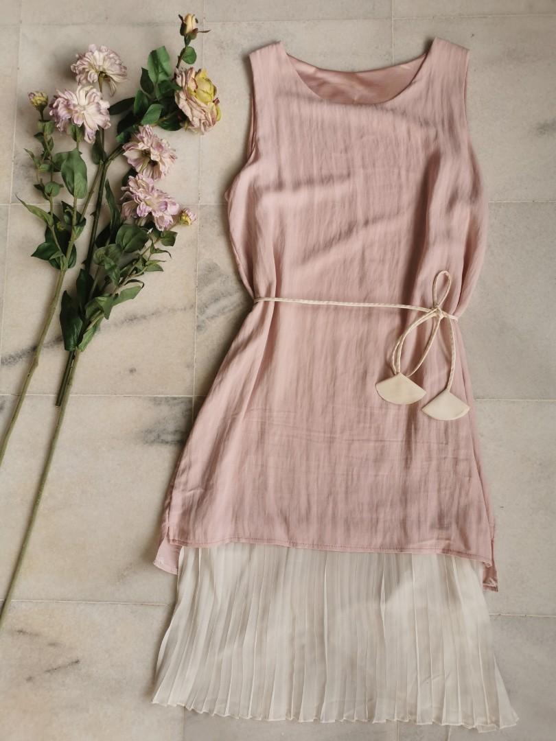 baby pink pleated dress