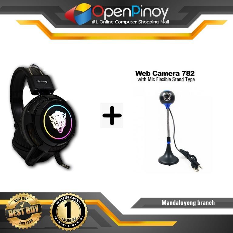 Badwolf F 15 Gaming HEadset with Web Camera 782 with mic flexible stand type