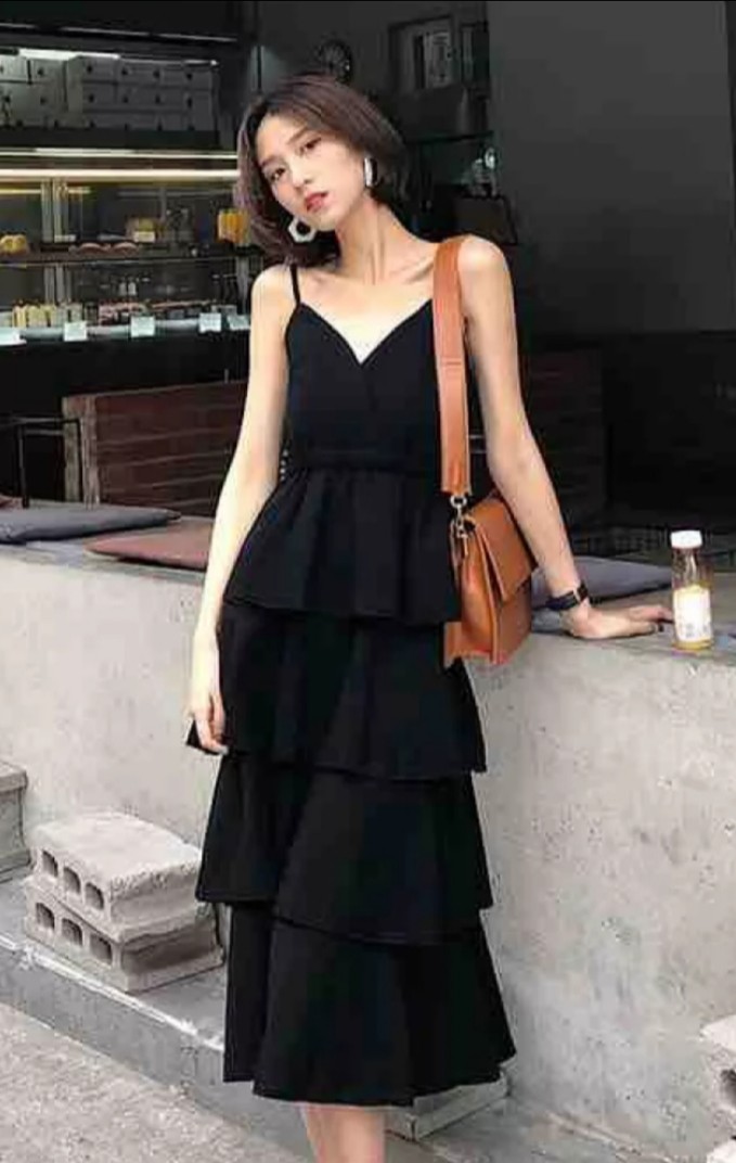 Black layered dress, Women's Fashion 