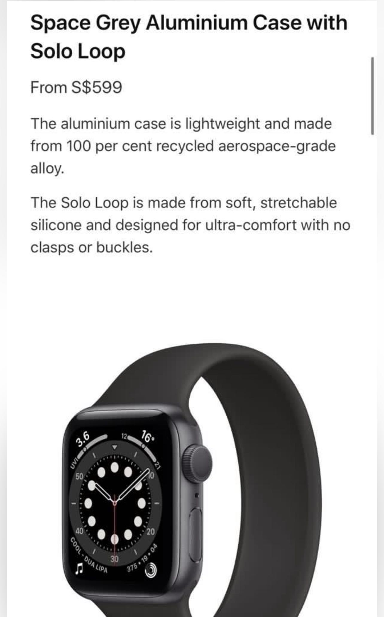Apple watch space grey aluminium case with solo loop shop