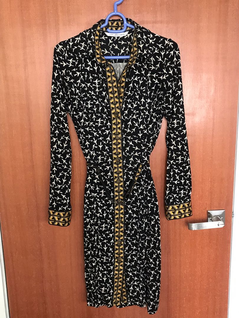 Diane Von Furstenberg Airplane print dress, Women's Fashion 