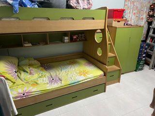 Double decker  bed with wardrobe