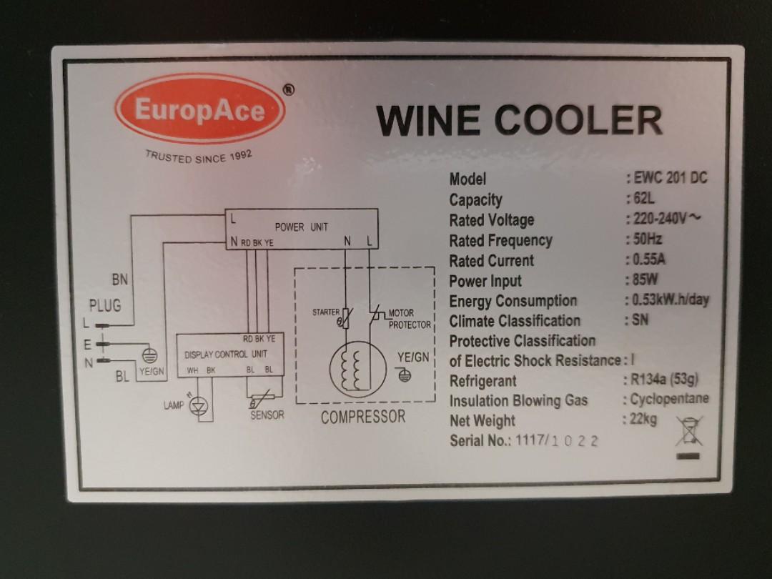 Europace 20bottle wine cooler EWC201 DC, TV & Home Appliances