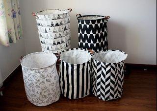Foldable Cotton Linen Classic Nordic Style Toy Storage / Laundry Basket (40X50cm)