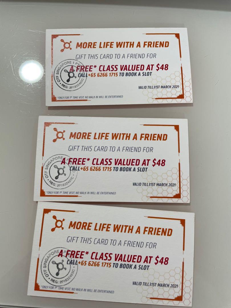 Free Class At Orange Theory Valued At 48 Entertainment Gift Cards Vouchers On Carousell