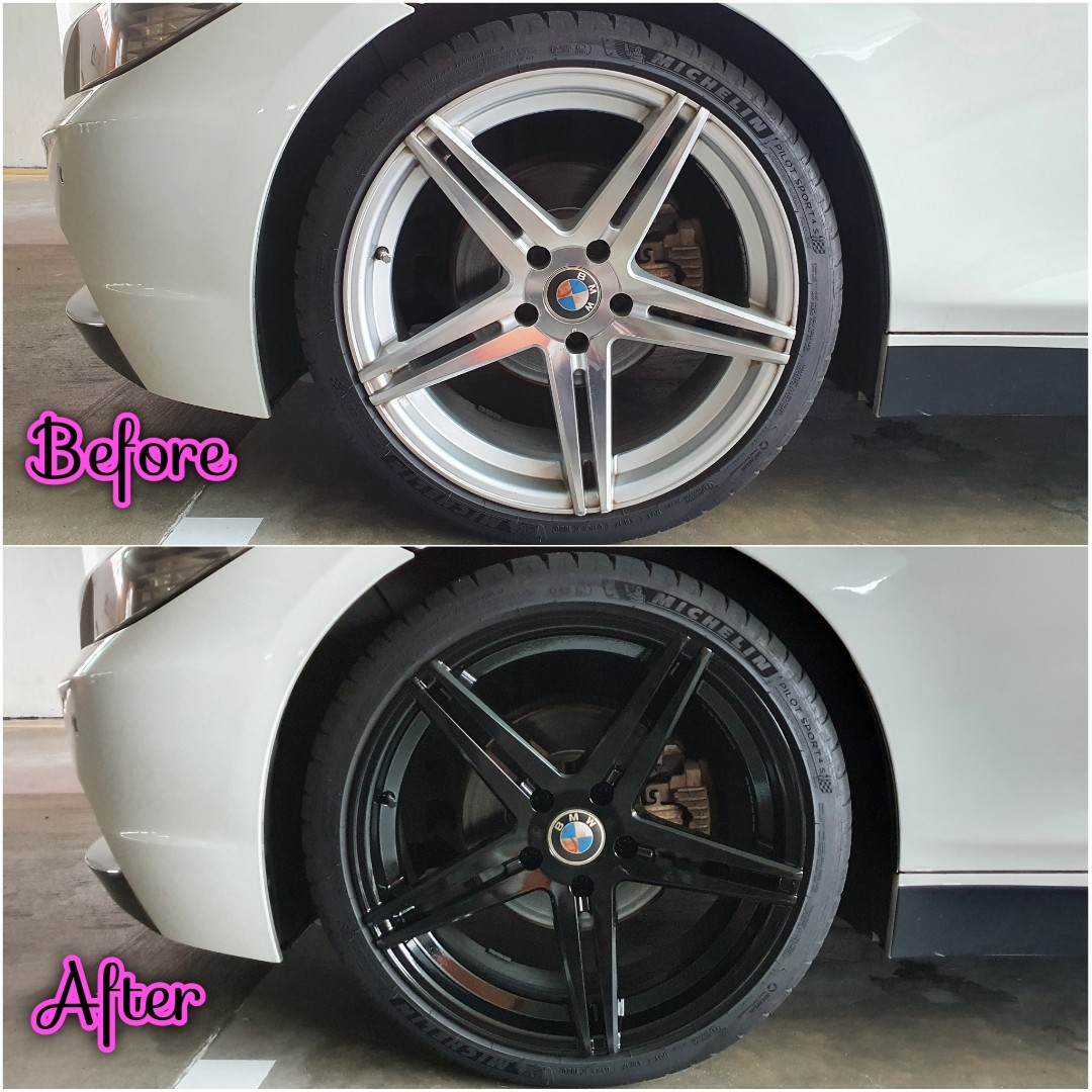 Gloss Black Rim Spray Paint Service On (BMW Z4), Car Accessories, Tyres