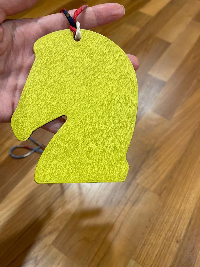 Hermes Samarcande horse head leather ornament in Jaune goatskin.