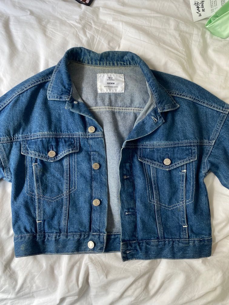 h&m cropped denim jacket