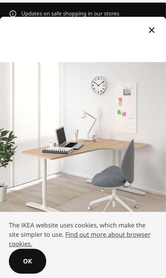 Ikea Bekant corner desk right, Furniture & Home Living, Furniture, Tables & Sets on Carousell
