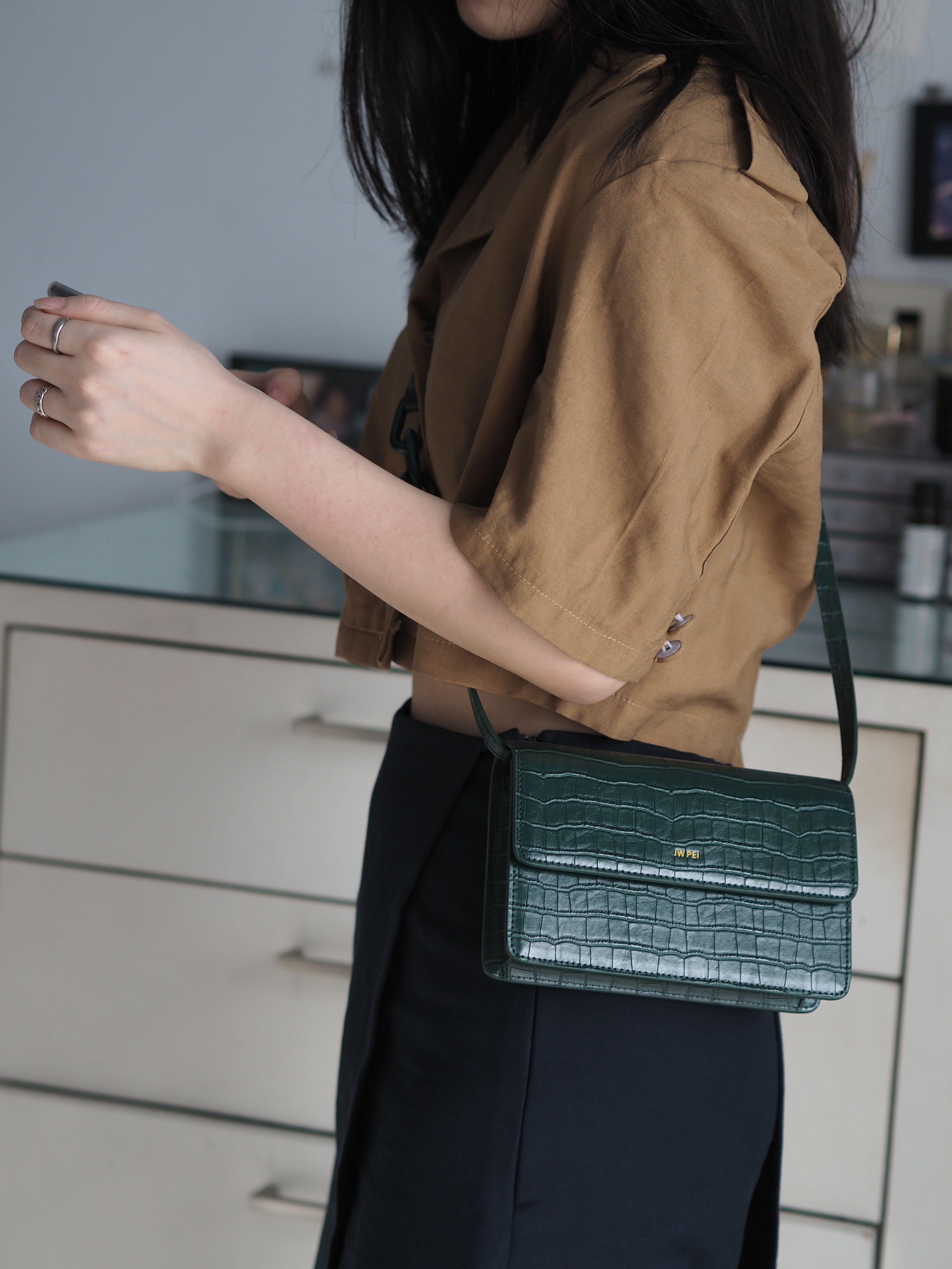 JW PEI mini flap bag sage green, Fesyen Wanita, Tas & Dompet di Carousell
