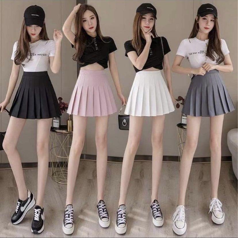 Korean style trendy black tennis pleated skirt Women s Fashion