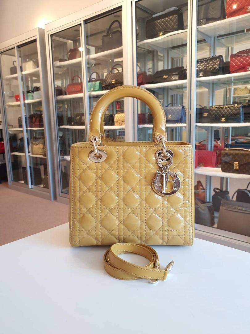 Lady Dior Yellow Patent Medium Luxury Bags Wallets on Carousell