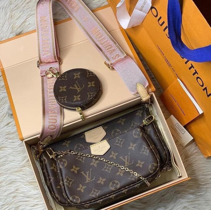 LV Pochette with Pink Strap, Luxury, Bags & Wallets on Carousell